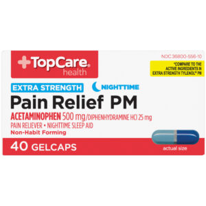 TopCare Health Gelcaps Extra Strength Nightime 500 mg Pain Relief PM 40 Each