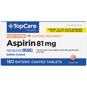 TopCare Health Low Dose 81 mg Aspirin 180 Enteric Coated Tablets
