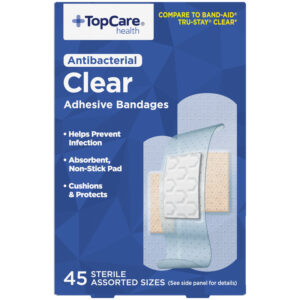 TopCare Health Antibacterial Clear Adhesive Bandages 45 Each
