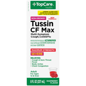 TopCare Health Maximum Strength Non-Drowsy Raspberry Flavor Tussin CF Max 8 fl oz