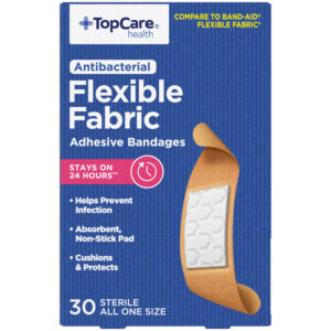 TopCare Health Antibacterial Flexible Fabric Adhesive Bandages 30 Each