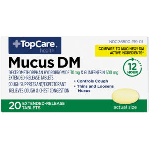 TopCare Health 30 mg & 600 mg Mucus DM 20 Extended-Release Tablets
