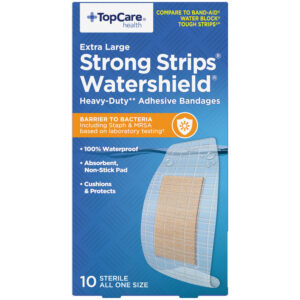 TopCare Health Strong Strips Watershield Heavy-Duty Extra Large Adhesive Bandages 10 Each