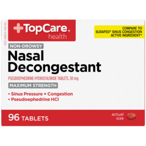 TopCare Health Maximum Strength Non-Drowsy 30 mg Nasal Decongestant 96 Tablets