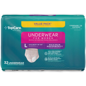 TopCare Everyday Maximum Absorbency L Underwear for Women Value Pack 32 Each