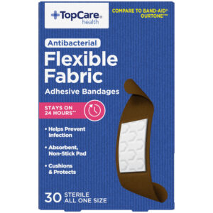 TopCare Health Antibacterial Flexible Fabric Adhesive Bandages 30 Each