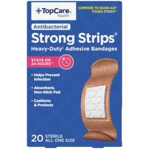 TopCare Health Antibacterial Strong Strips Heavy Duty Adhesive Bandages 20 Each