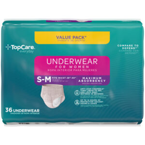 TopCare Everyday Maximum Absorbency S/M Underwear for Women Value Pack 36 Each