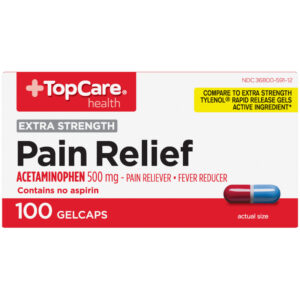 TopCare Health Gelcaps Extra Strength 500 mg Pain Relief 100 Each