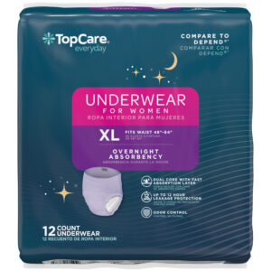 TopCare Everyday Overnight Absorbency XL Underwear for Women 12 Each
