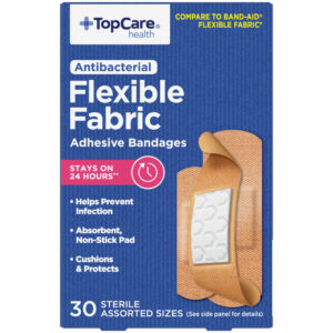 TopCare Health Antibacterial Flexible Fabric Adhesive Bandages 30 Each