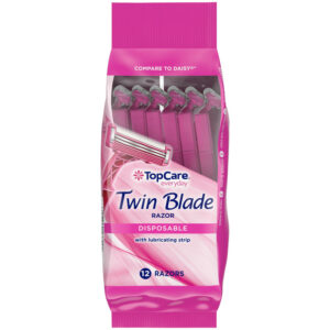 TopCare Everyday Twin Blade Disposable Razor with Lubricating Strip 12 Each