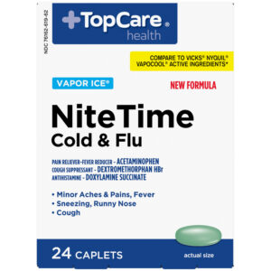 TopCare Health Nite Time Vapor Ice Cold & Flu 24 Caplets