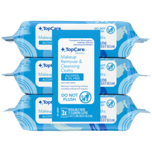 TopCare Beauty Alcohol & Oil Free Makeup Remover & Cleansing Cloths 3 - 25 Cloths Packs