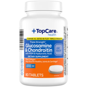 TopCare Health Triple Strength Glucosamine & Chondroitin with MSM & Hyaluronic Acid 80 Tablets