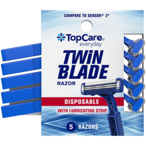 TopCare Everyday Disposable Twin Blade Razors with Lubricating Strip 5 Each