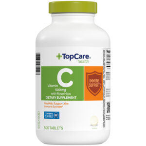 TopCare Health 500 mg Vitamin C with Rose Hips 500 Tablets