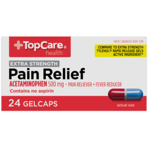 TopCare Health Extra Strength Acetaminophen 500 mg Pain Relief 24 Gelcaps