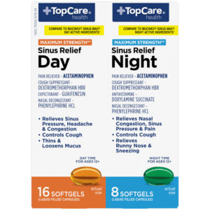 TopCare Health Maximum Strength Day/Night Sinus Relief 24 Softgels