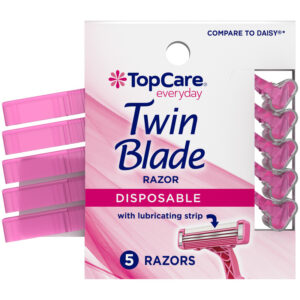 TopCare Everyday Twin Blade Disposable Razor with Lubricating Strip 5 Each