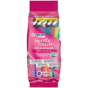 TopCare Everyday Gentle Touch Disposable Twin Blade Razors Variety Pack 10 Each