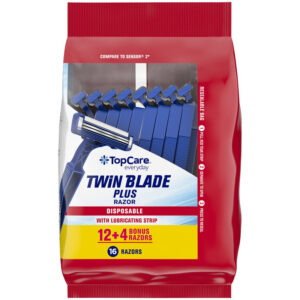 TopCare Everyday Twin Blade Plus Disposable Razor with Lubricating Strip 16 Each