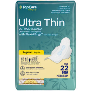 TopCare Everyday Ultra Thin Regular Unscented Size 1 Pads with Flexi-Wings 22 Each