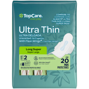 TopCare Everyday Ultra Thin Long Super Unscented Size 2 Pads with Flexi-Wings 20 Each