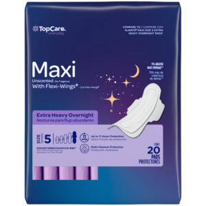 TopCare Everyday Maxi Extra Heavy Overnight Unscented Size 5 Pads with Flexi-Wings 20 Each