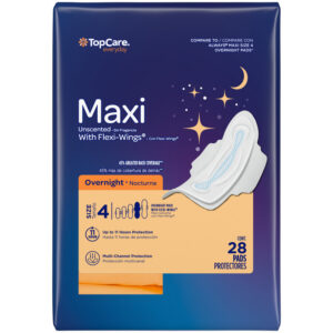 TopCare Everyday Maxi Overnight Unscented Size 4 Pads with Flexi-Wings 28 Each