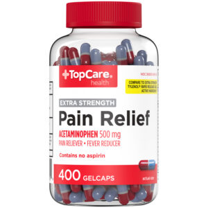 TopCare Health Extra Strength 500 mg Pain Relief 400 Gelcaps