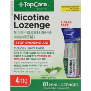 TopCare Health Sugar Free Stop Smoking Aid Mint Flavor 2 mg Mini Nicotine Lozenges 81 Lozenges