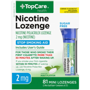 TopCare Health Stop Smoking Aid Sugar Free Mint Flavor 4 mg Nicotine Lozenge 81 Each