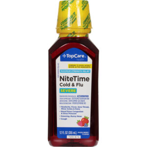TopCare Health Severe Maximum Strength Relief NiteTime Mixed Berry Flavor Cold & Flu 12 fl oz