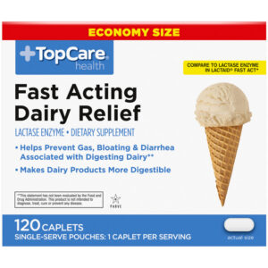 TopCare Health Fast Acting Dairy Relief Economy Size 120 Caplets