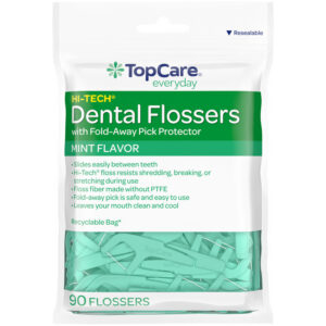 TopCare Everyday Hi-Tech Mint Flavor Dental Flossers with Fold-Away Pick Protector 90 Each