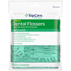 TopCare Everyday Hi-Tech Mint Flavor Dental Flossers with Fold-Away Pick Protector 150 Each